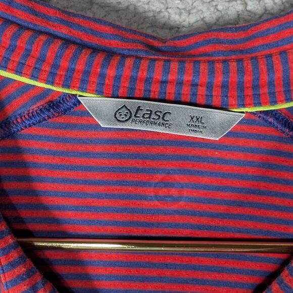 Tasc Polo Mens Size XXL Red Blue Stripe Golf Polo Bamboo - Picture 7 of 7